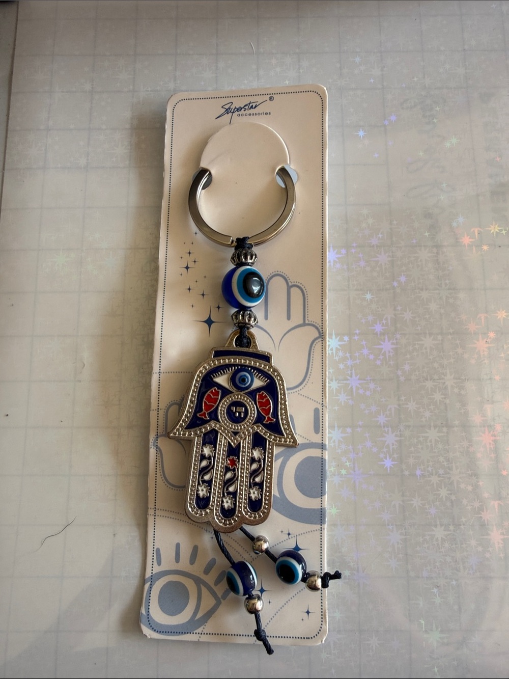 Blue Hamsa Hand Evil Eye Keychain - Unbranded